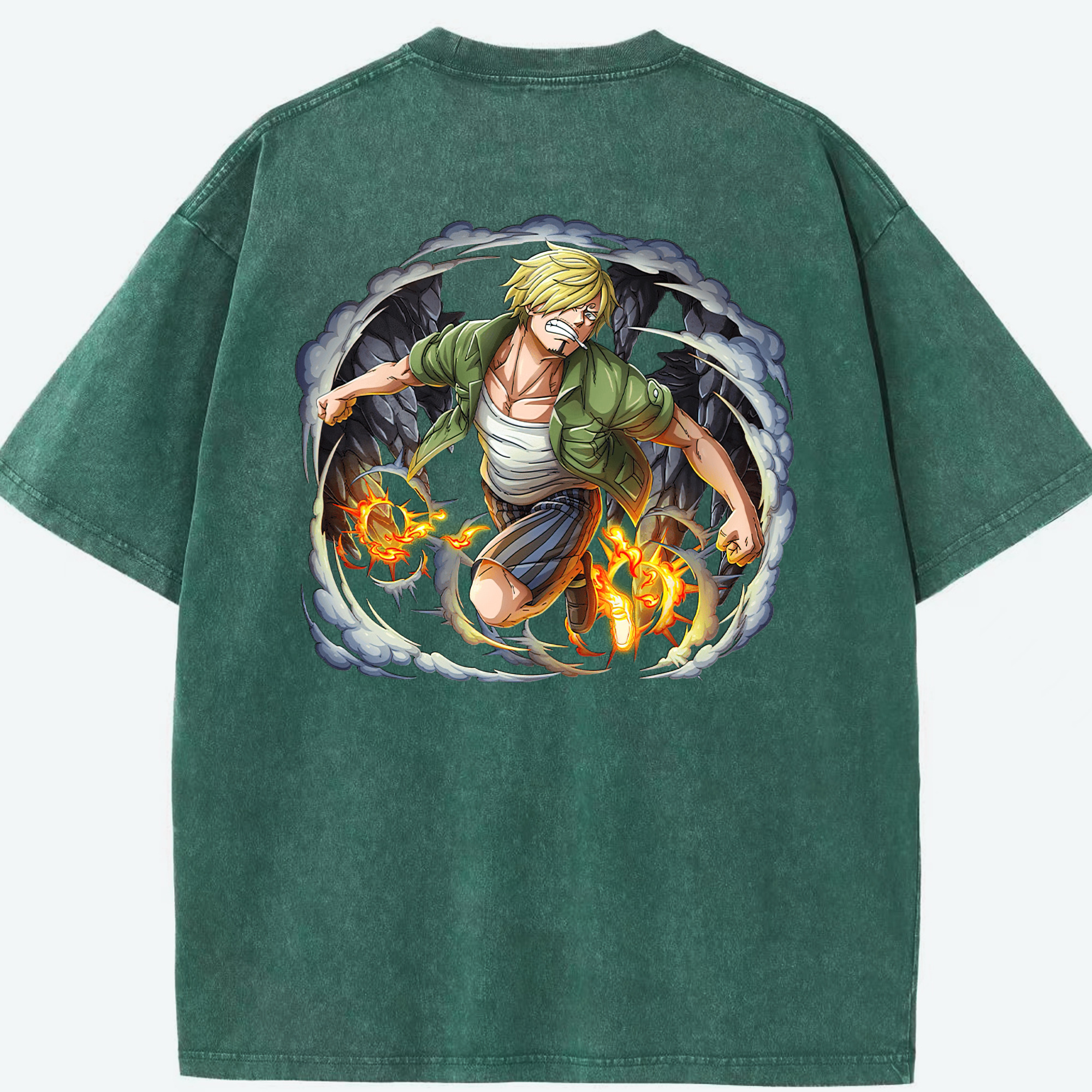 ワンピース サンジ ONE PIECE Sanji 綿100% ヴィンテージ風 半袖Tシャツ（背面プリント）